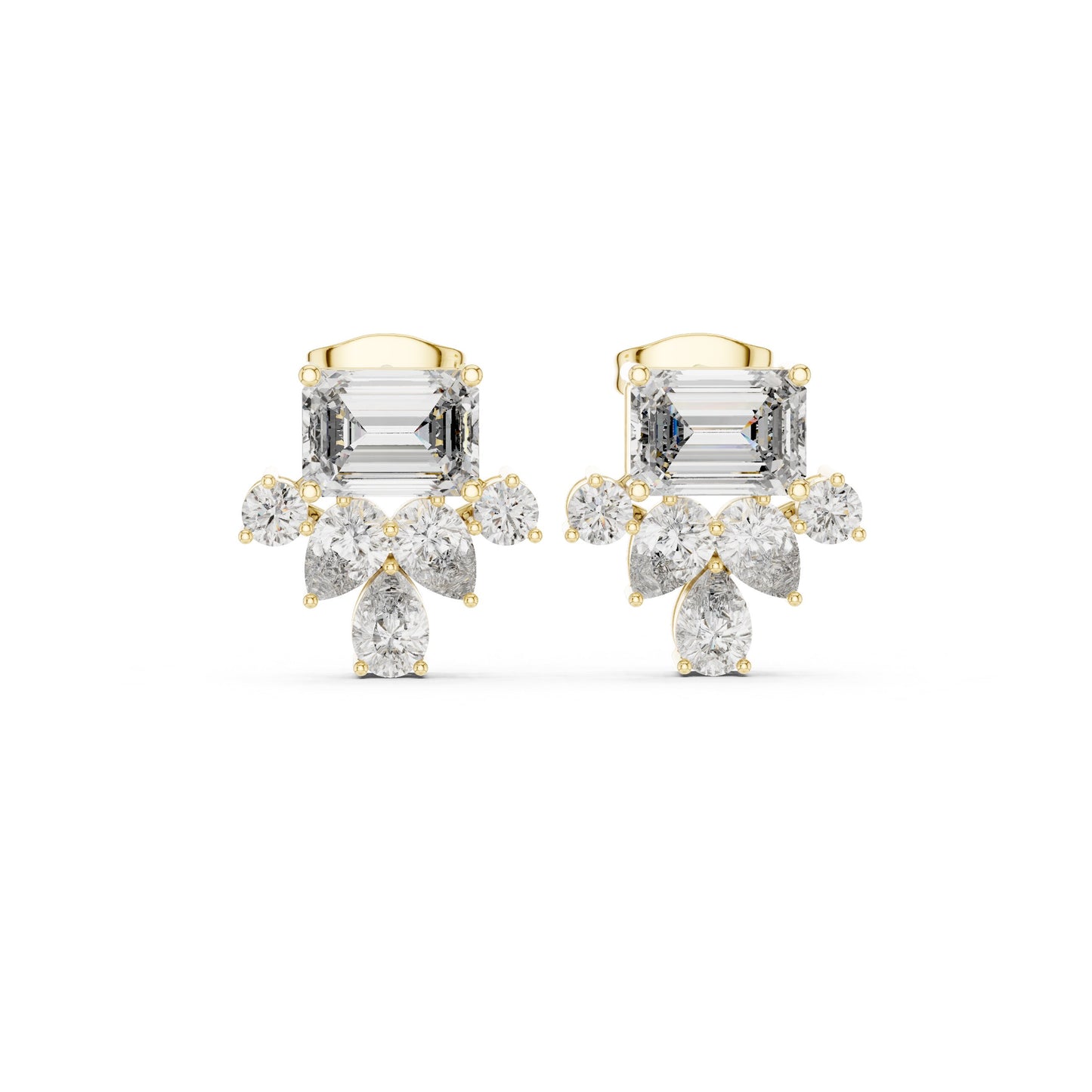 Mixed Shape Lab Grown Diamond Cluster Earrings
