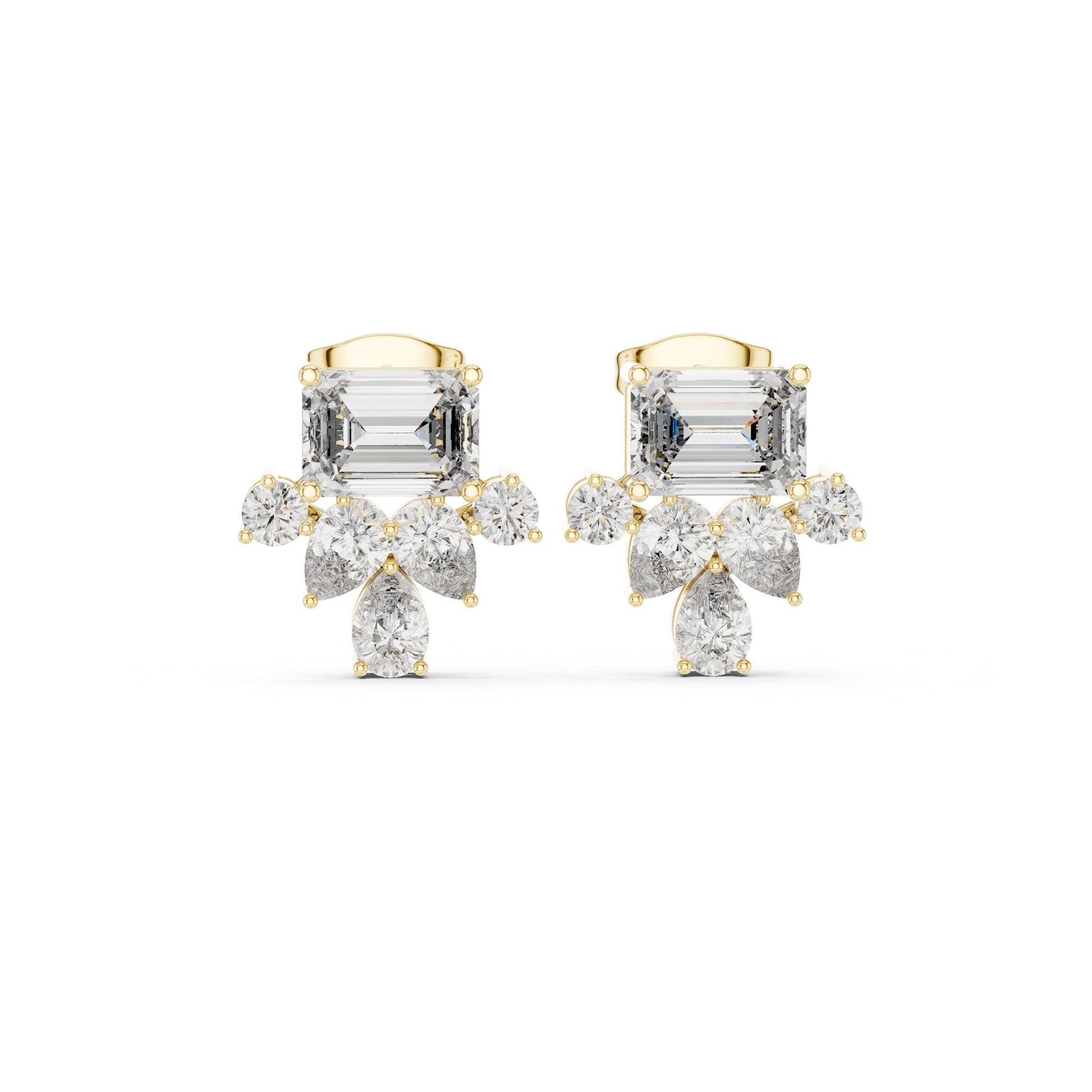 Mixed Shape Lab Grown Diamond Cluster Earrings