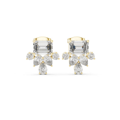 Mixed Shape Lab Grown Diamond Cluster Earrings