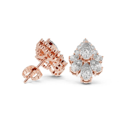 Mixed Shape Lab Grown Diamond Cluster Earrings