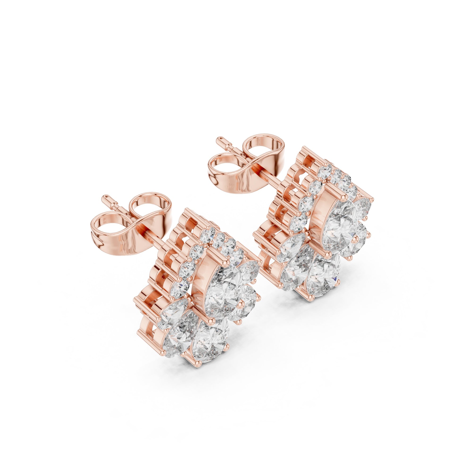 Mixed Shape Lab Grown Diamond Cluster Earrings