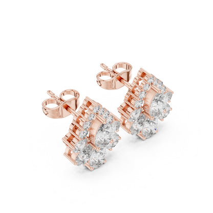 Mixed Shape Lab Grown Diamond Cluster Earrings