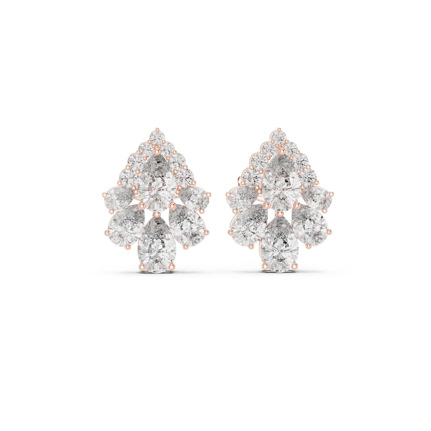 Mixed Shape Lab Grown Diamond Cluster Earrings