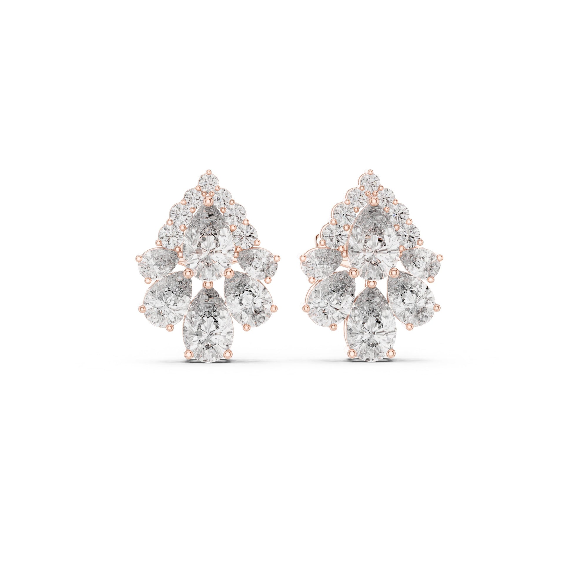 Mixed Shape Lab Grown Diamond Cluster Earrings