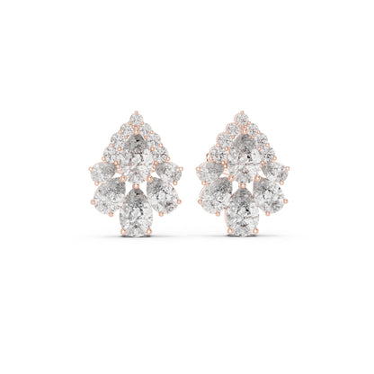 Mixed Shape Lab Grown Diamond Cluster Earrings