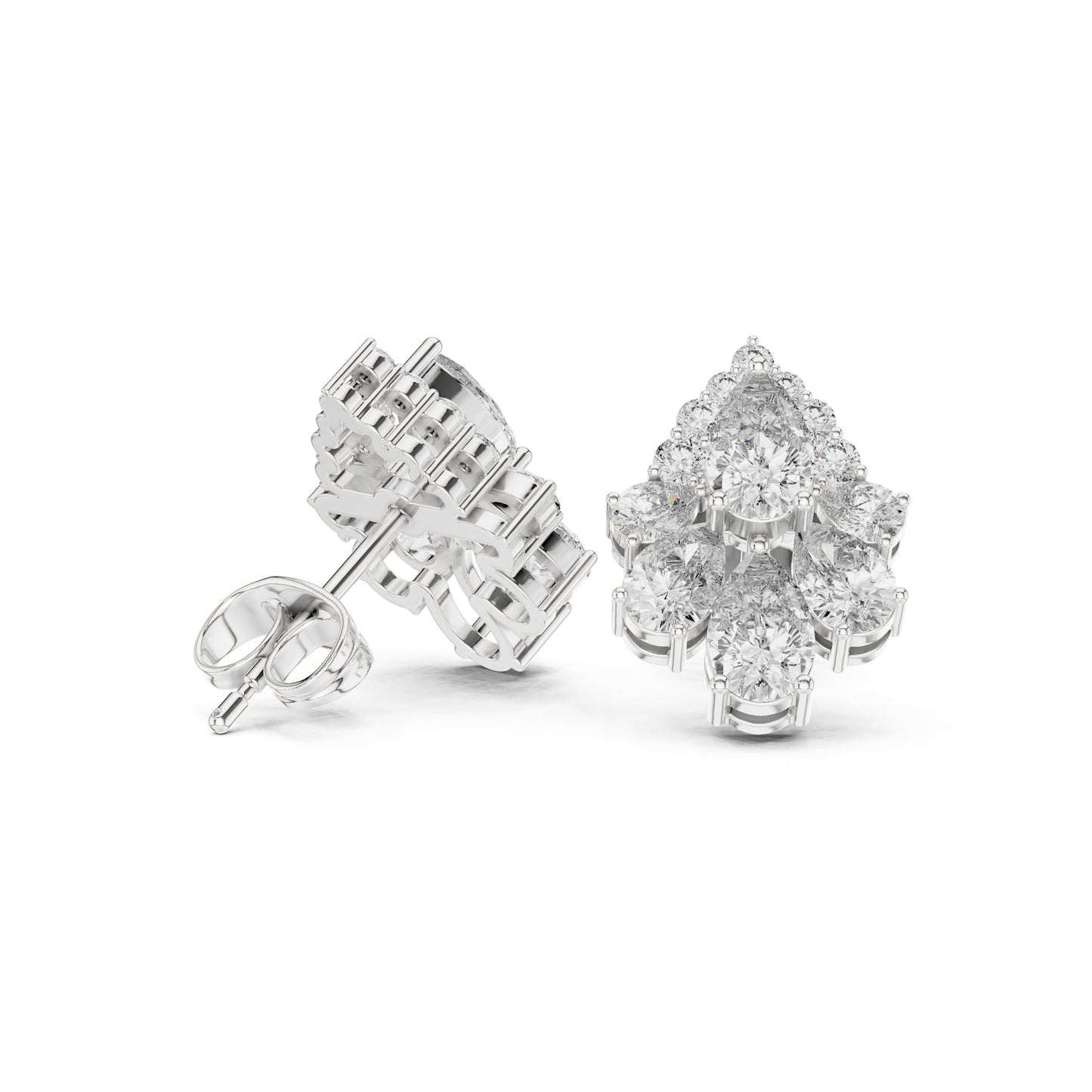 Mixed Shape Lab Grown Diamond Cluster Earrings