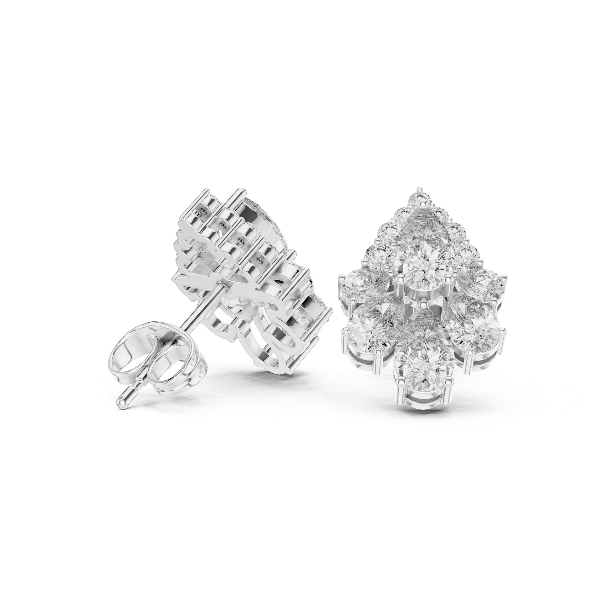 Mixed Shape Lab Grown Diamond Cluster Earrings