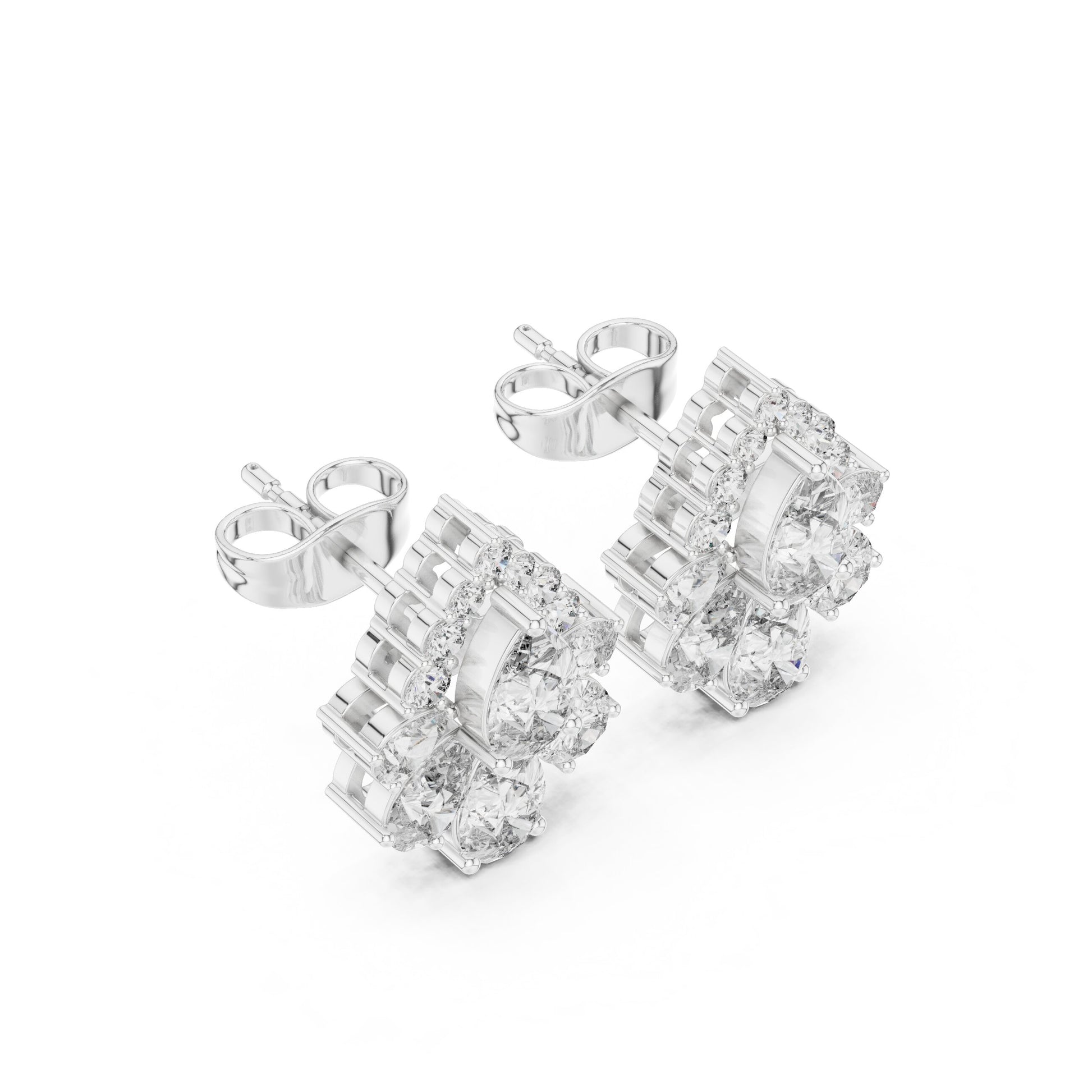 Mixed Shape Lab Grown Diamond Cluster Earrings