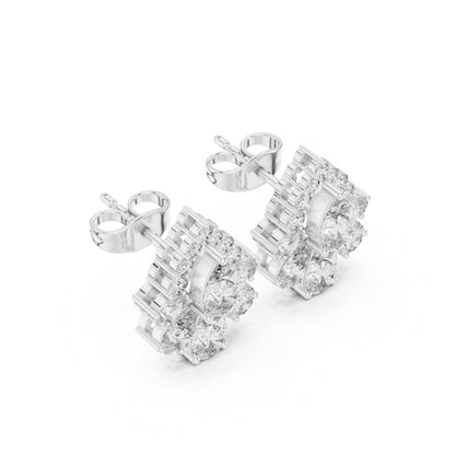 Mixed Shape Lab Grown Diamond Cluster Earrings