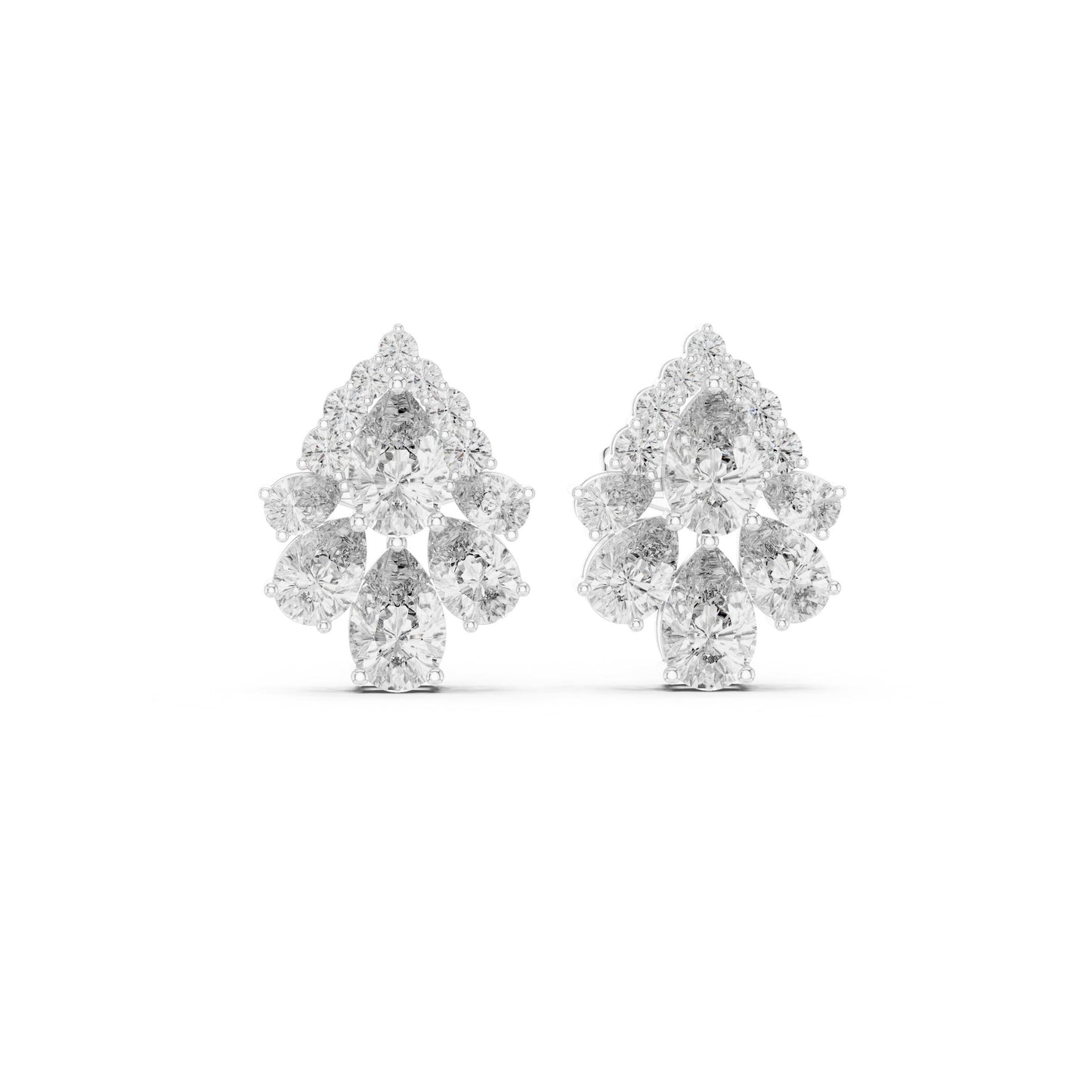 Mixed Shape Lab Grown Diamond Cluster Earrings