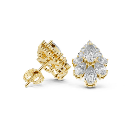 Mixed Shape Lab Grown Diamond Cluster Earrings