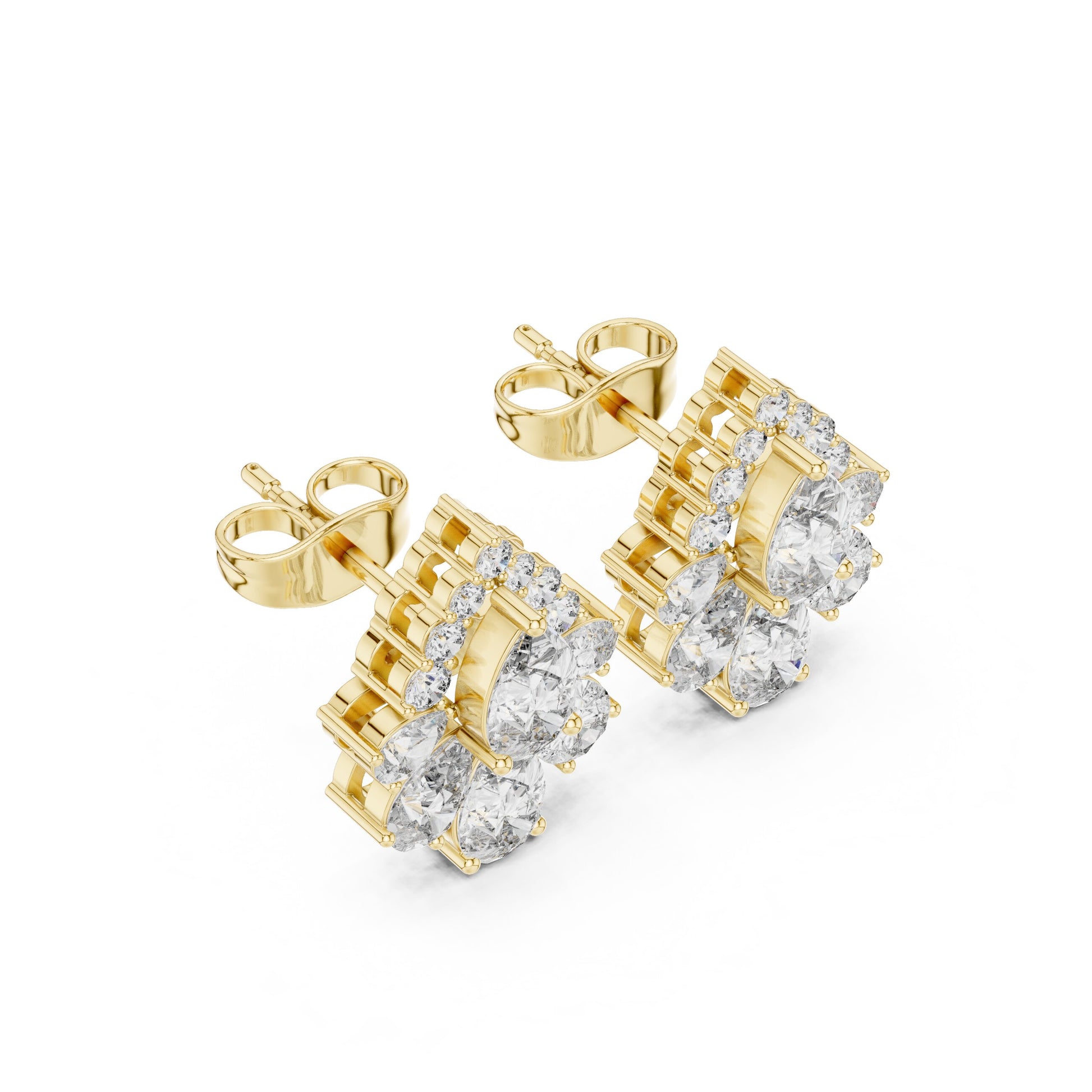 Mixed Shape Lab Grown Diamond Cluster Earrings