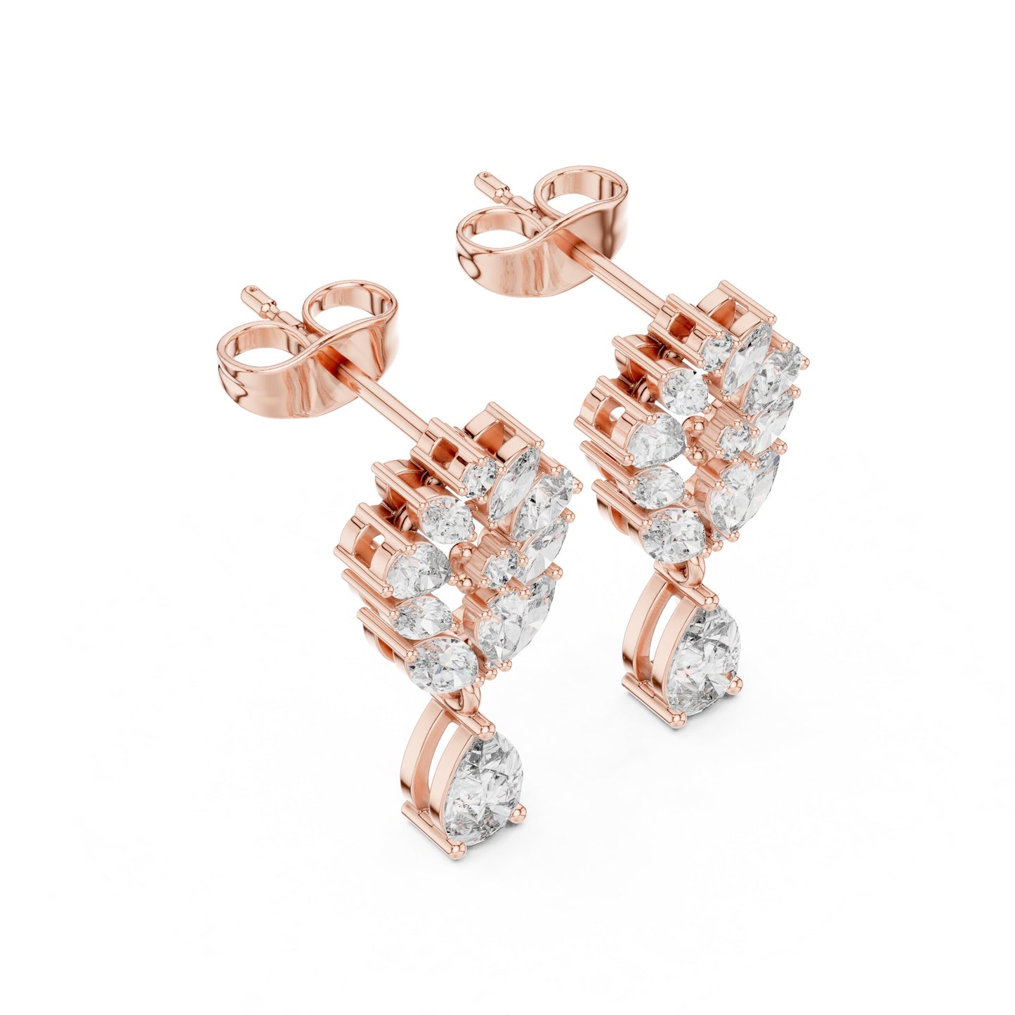 Mixed Shape Lab Grown Diamond Dangle Earrings