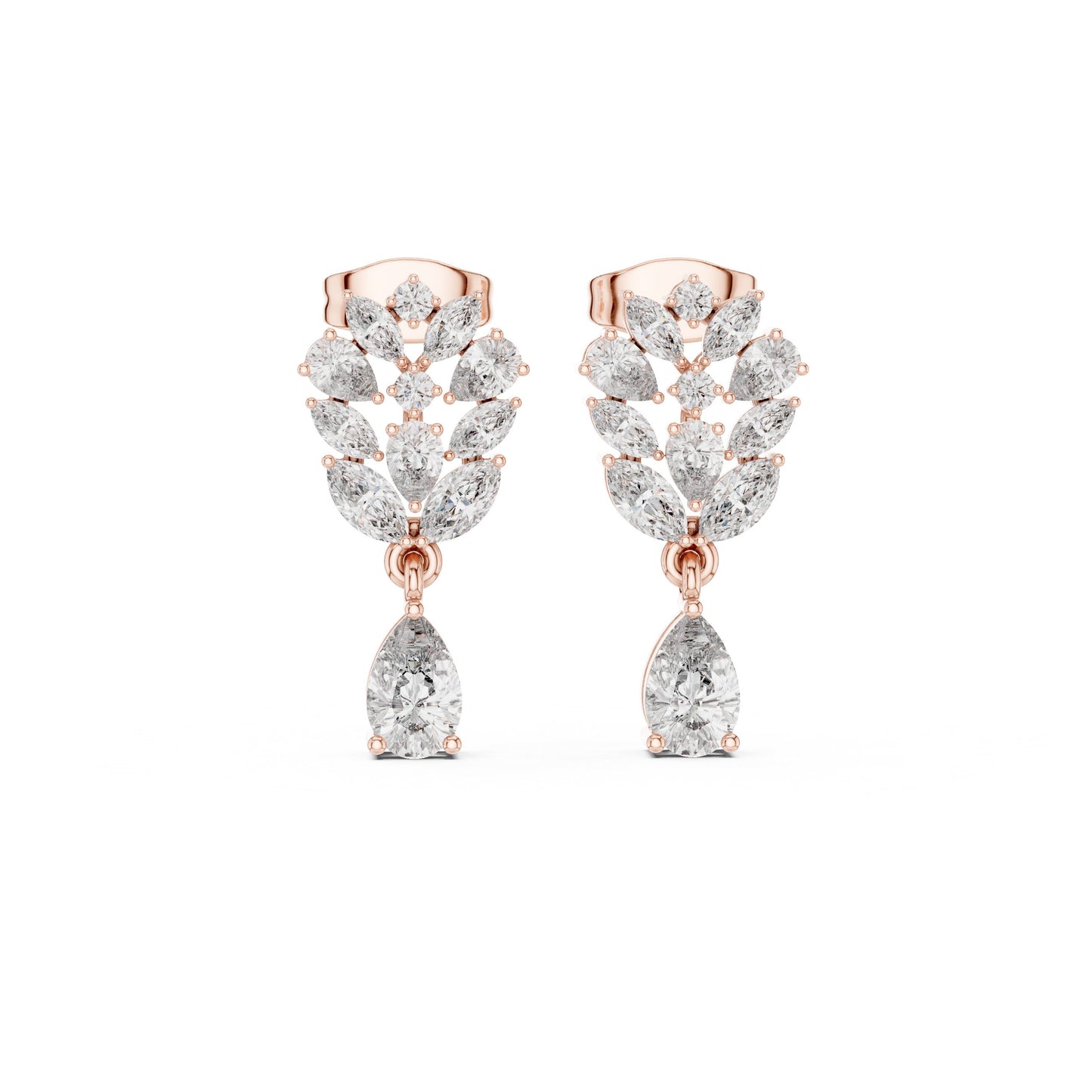 Mixed Shape Lab Grown Diamond Dangle Earrings