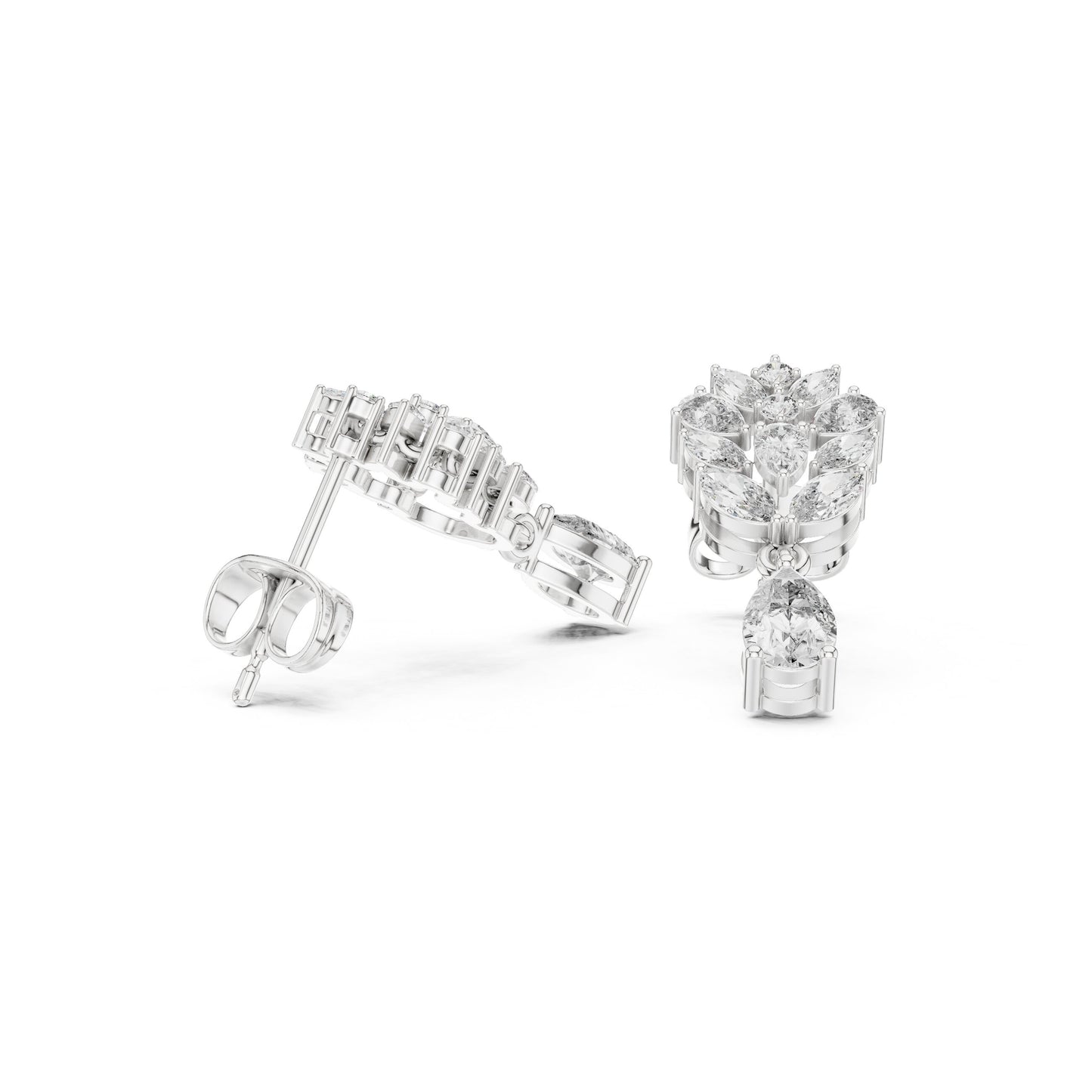 Mixed Shape Lab Grown Diamond Dangle Earrings