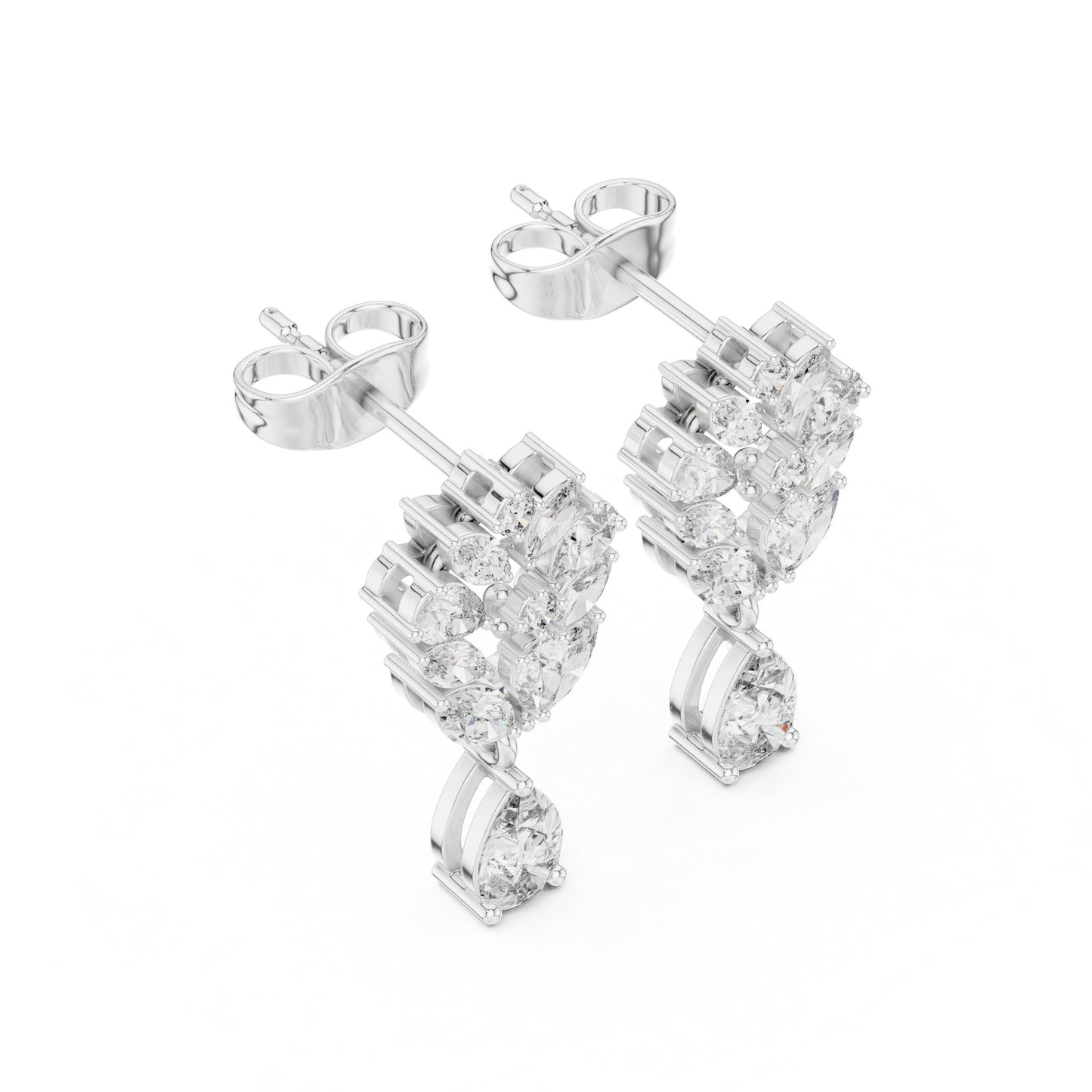 Mixed Shape Lab Grown Diamond Dangle Earrings