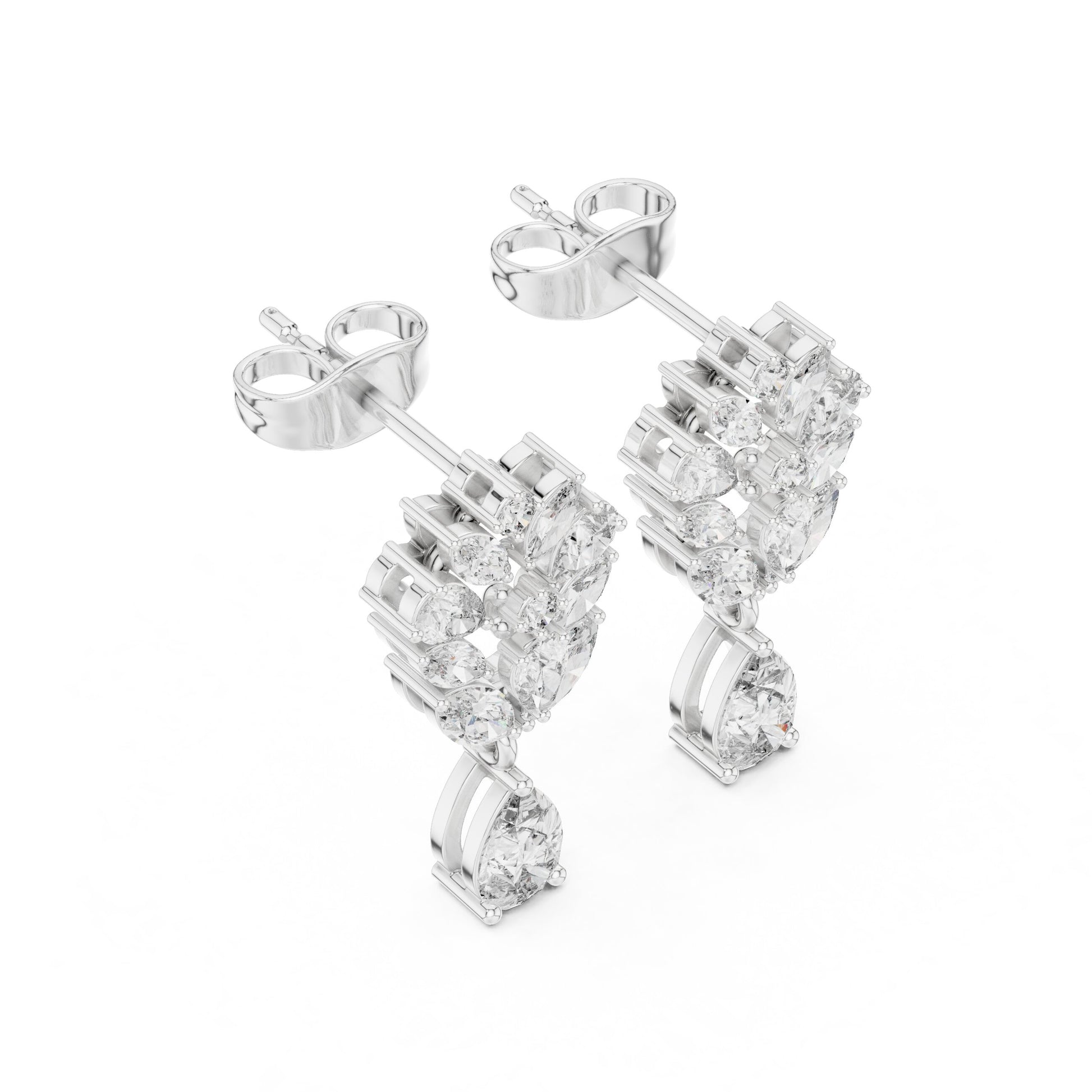 Mixed Shape Lab Grown Diamond Dangle Earrings