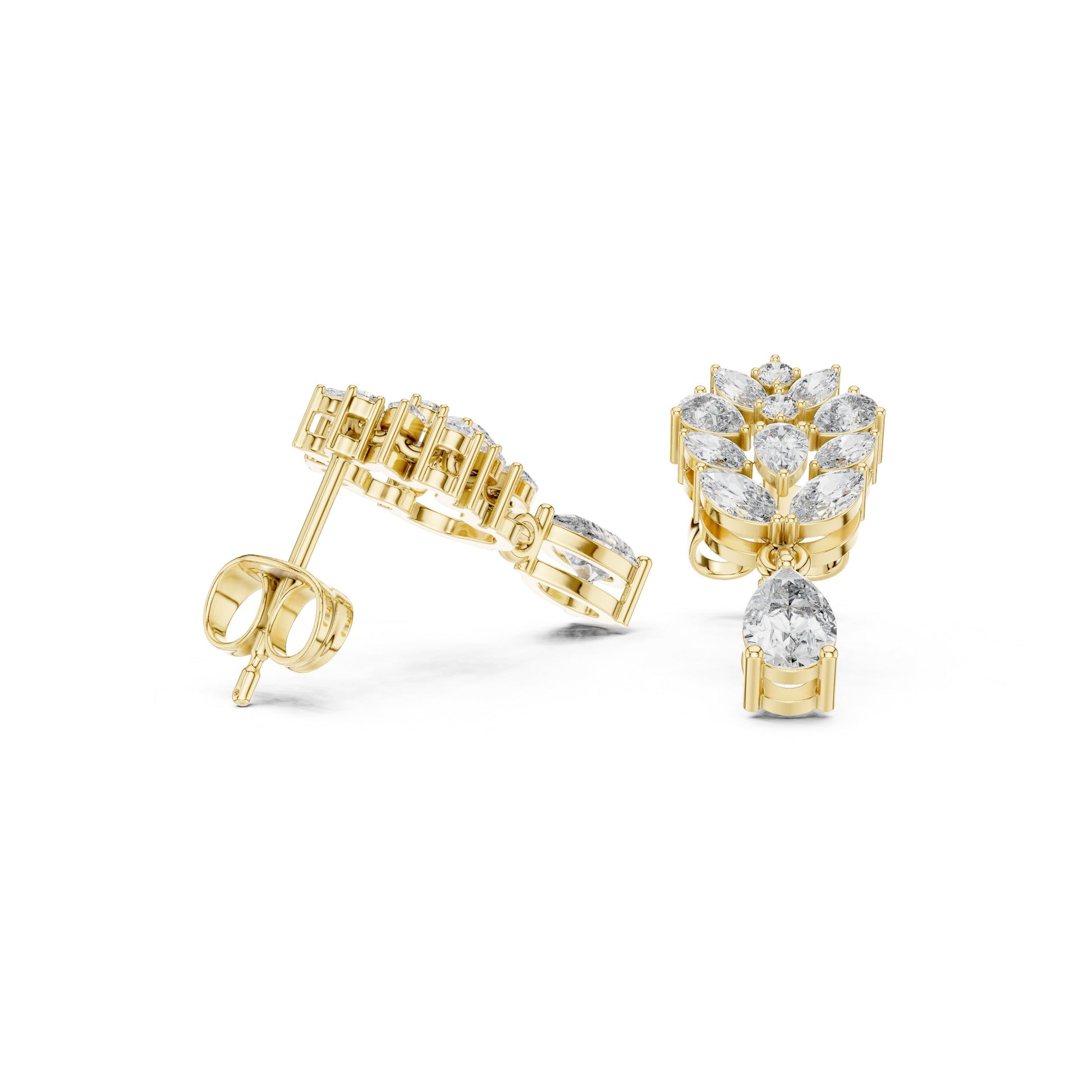 Mixed Shape Lab Grown Diamond Dangle Earrings
