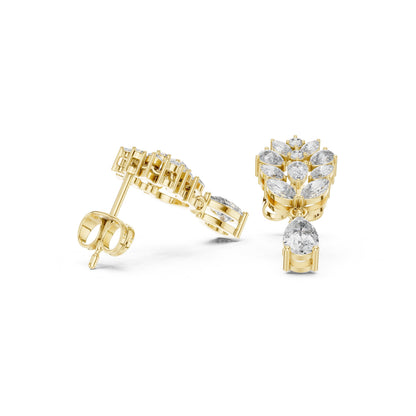 Mixed Shape Lab Grown Diamond Dangle Earrings
