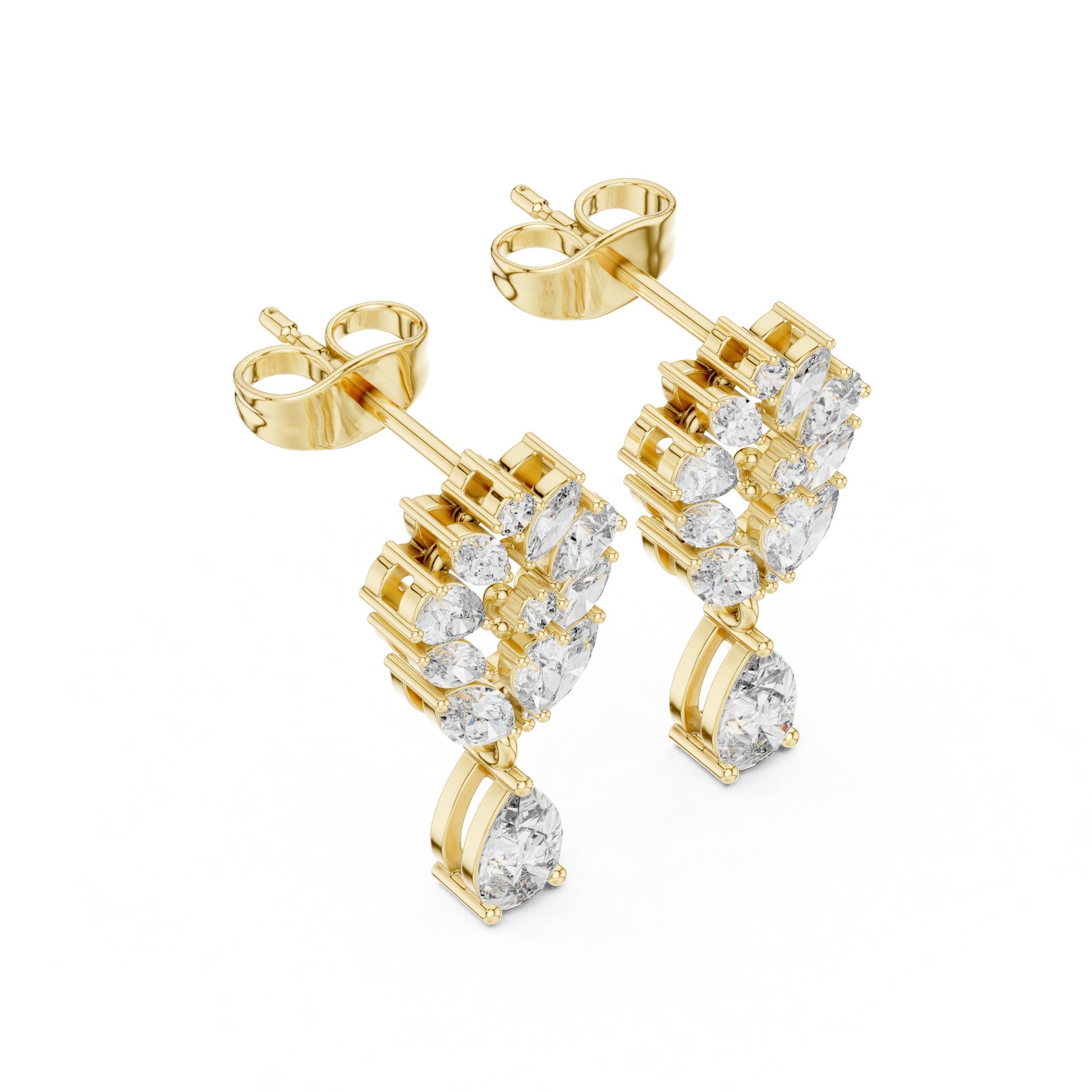 Mixed Shape Lab Grown Diamond Dangle Earrings