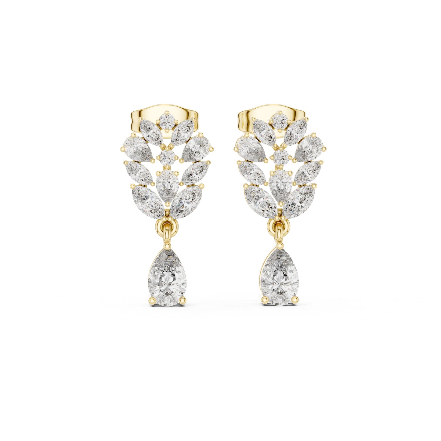 Mixed Shape Lab Grown Diamond Dangle Earrings