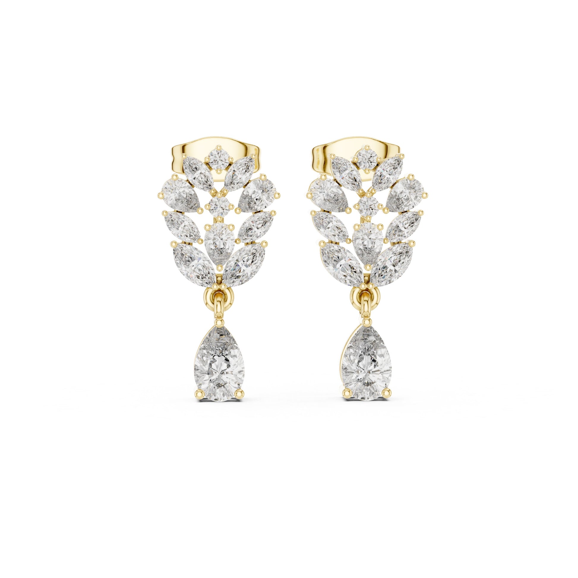 Mixed Shape Lab Grown Diamond Dangle Earrings