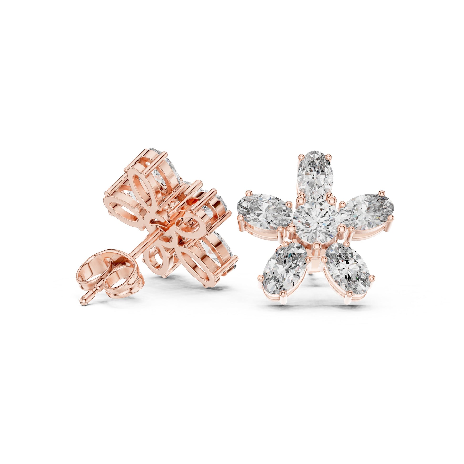 Mixed Shape Lab Grown Diamond Cluster Earrings