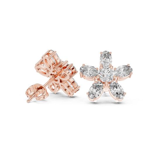 Mixed Shape Lab Grown Diamond Cluster Earrings
