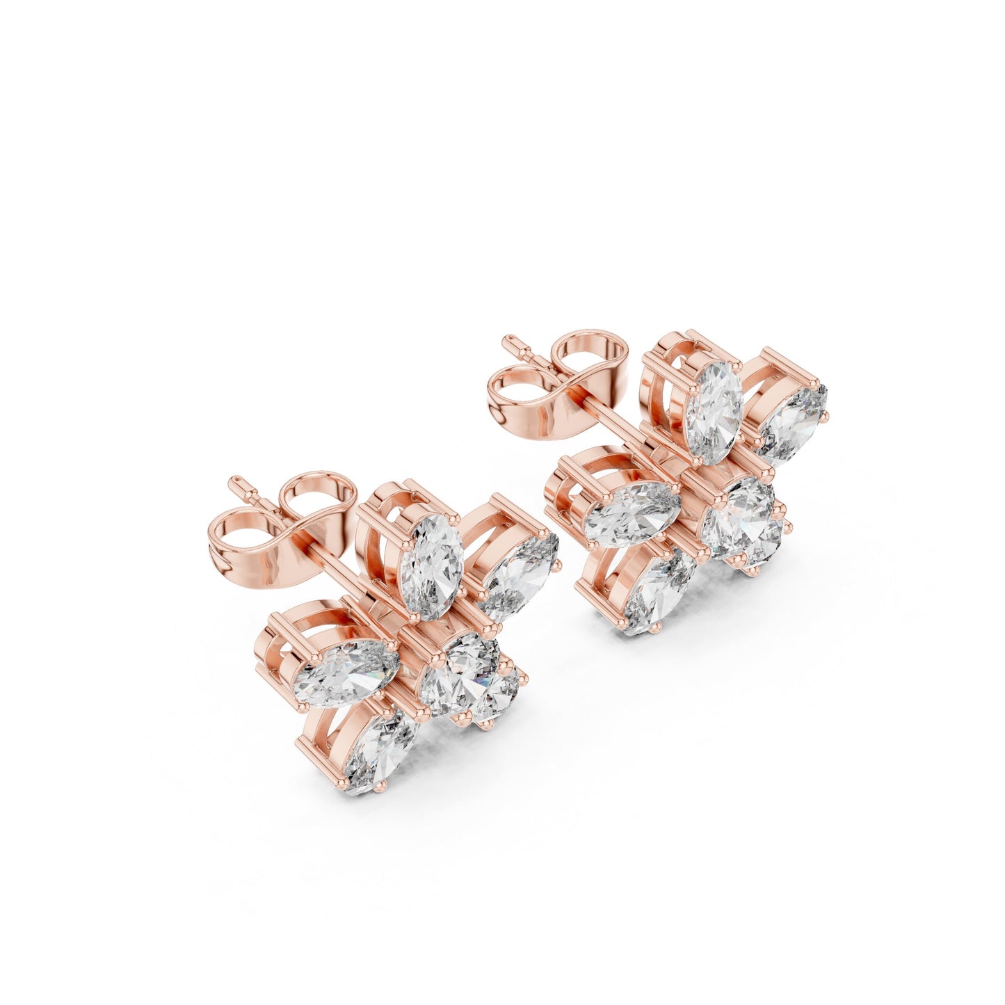 Mixed Shape Lab Grown Diamond Cluster Earrings