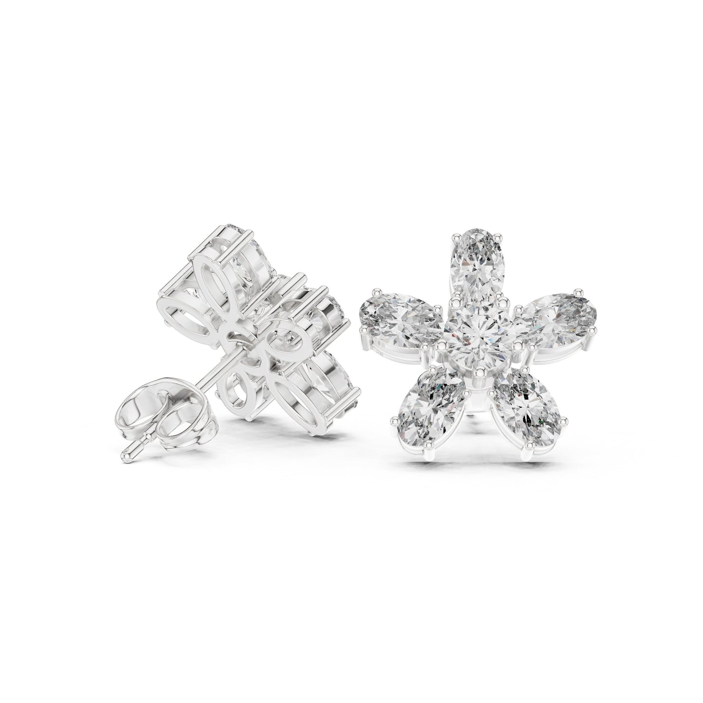 Mixed Shape Lab Grown Diamond Cluster Earrings