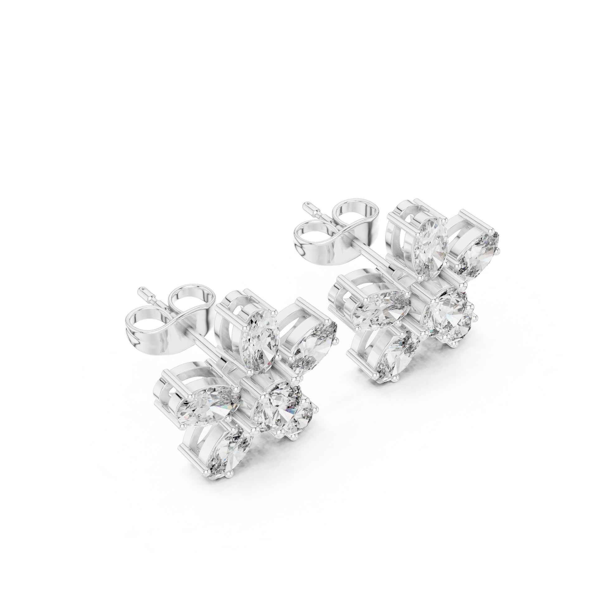 Mixed Shape Lab Grown Diamond Cluster Earrings