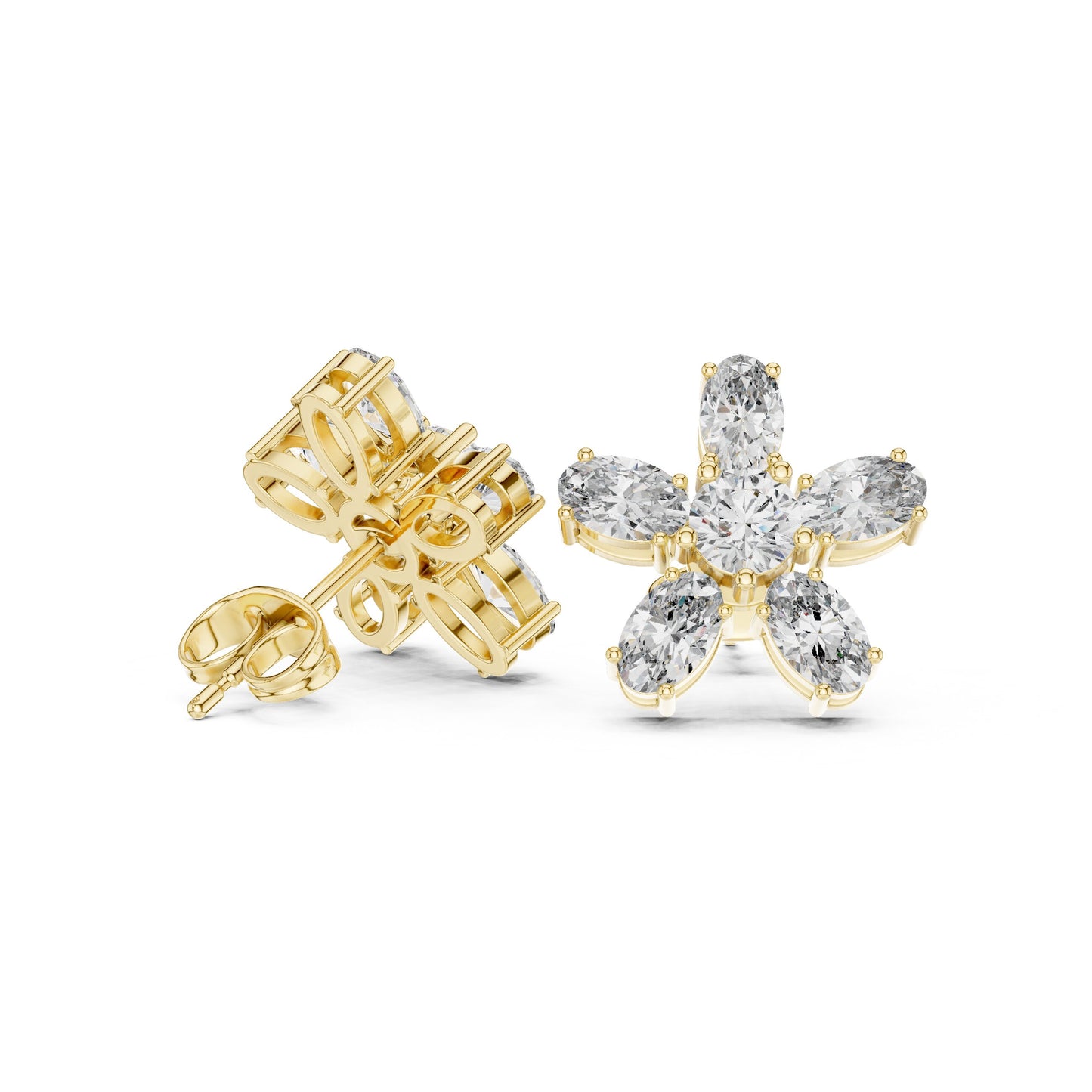 Mixed Shape Lab Grown Diamond Cluster Earrings