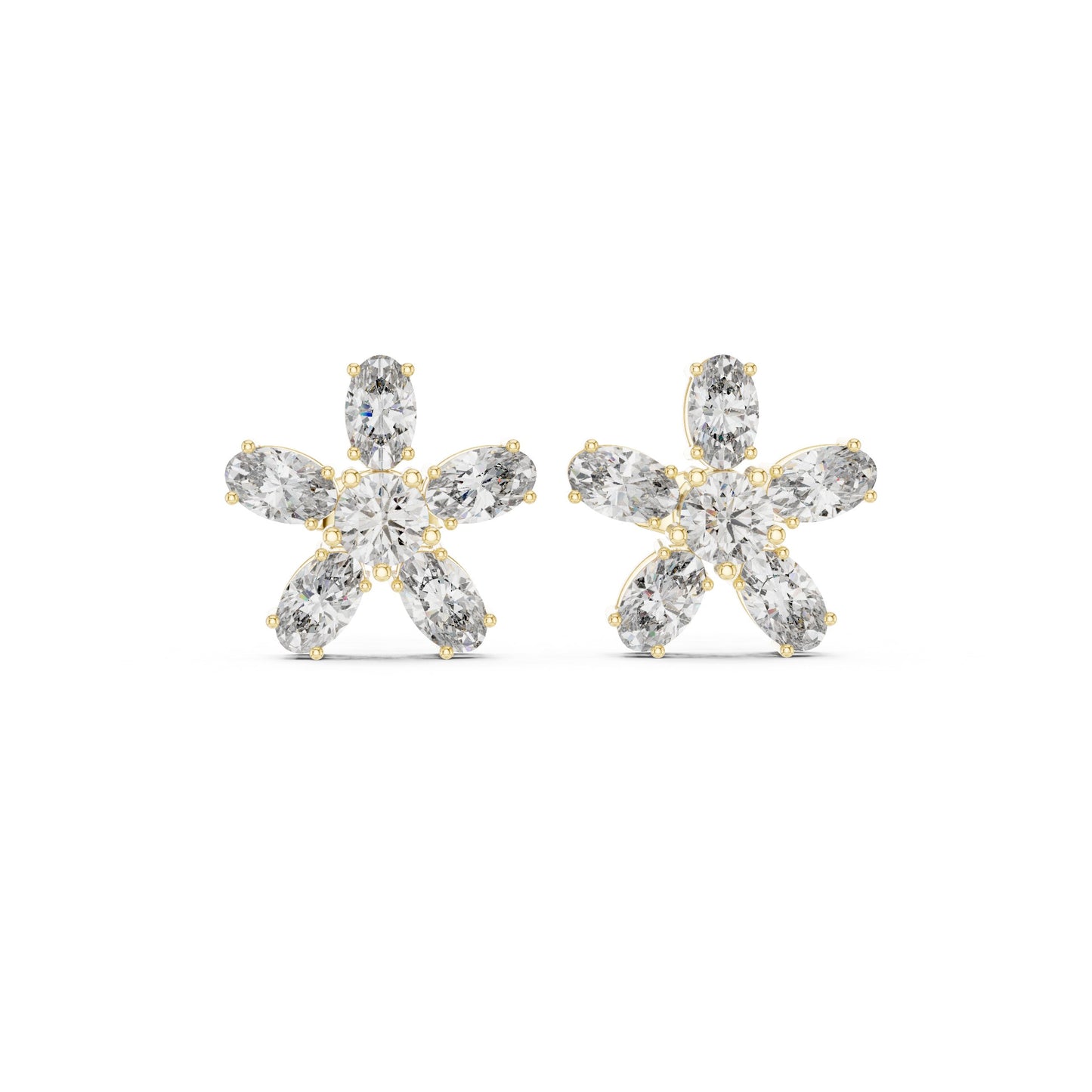 Mixed Shape Lab Grown Diamond Cluster Earrings