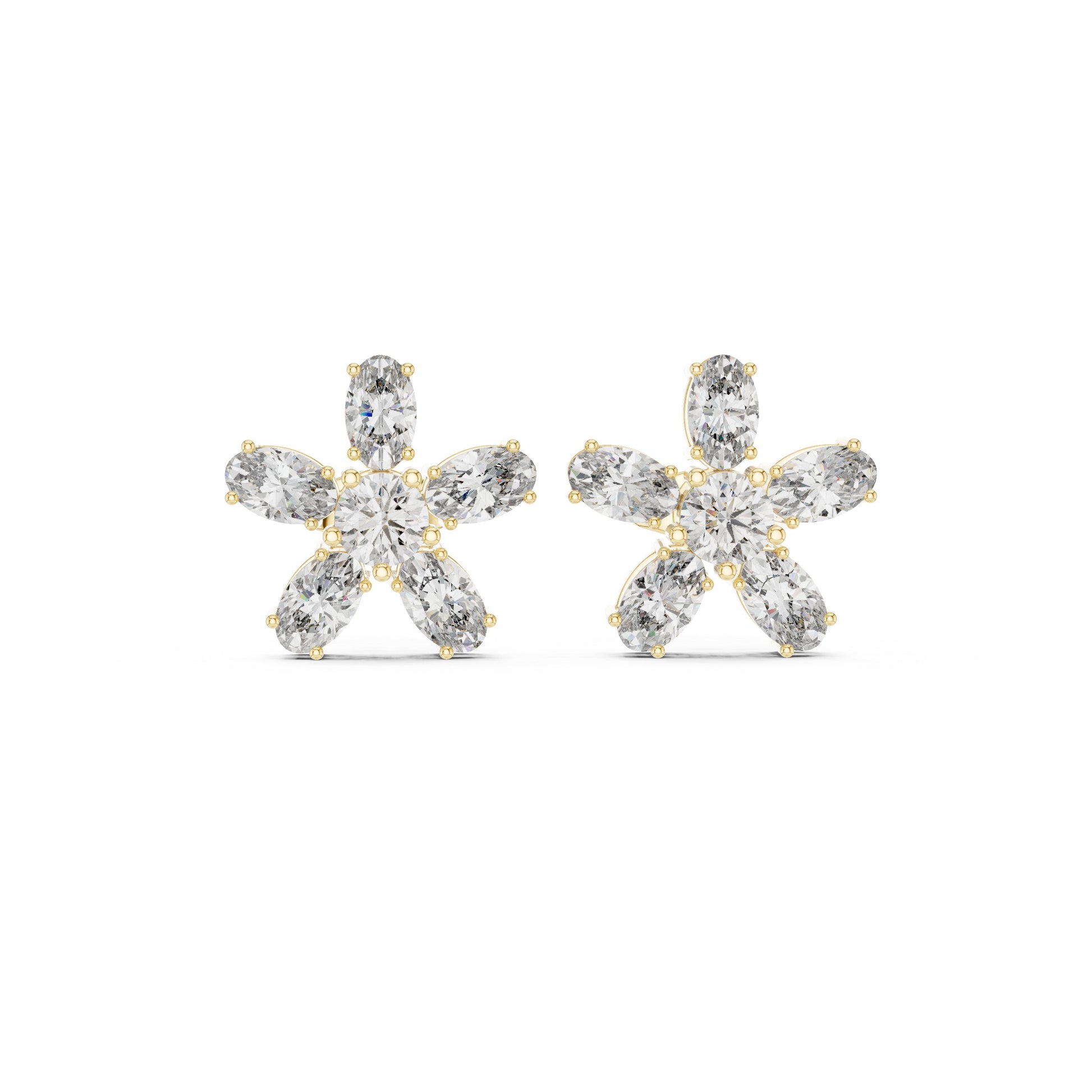 Mixed Shape Lab Grown Diamond Cluster Earrings