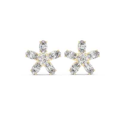 Mixed Shape Lab Grown Diamond Cluster Earrings