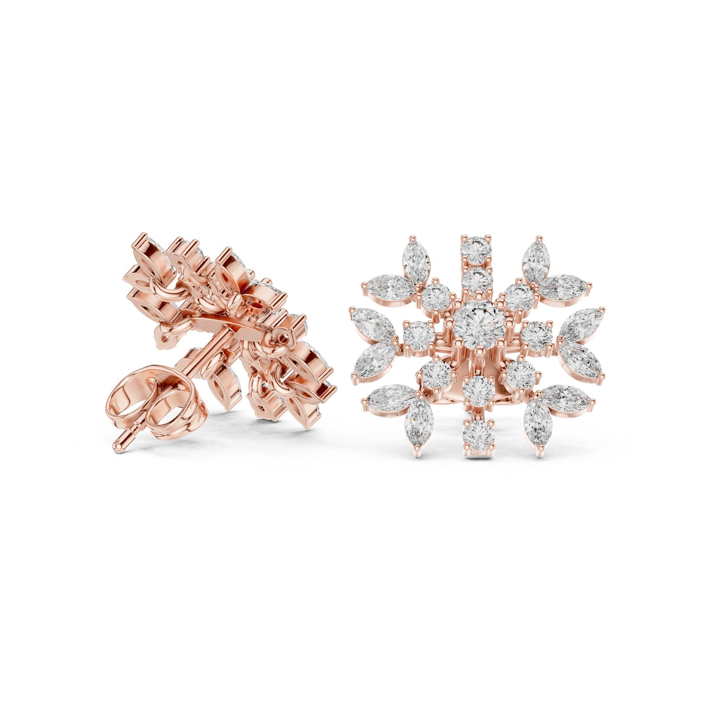 Mixed Shape Lab Grown Diamond Cluster Earrings