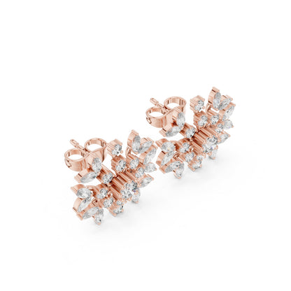 Mixed Shape Lab Grown Diamond Cluster Earrings