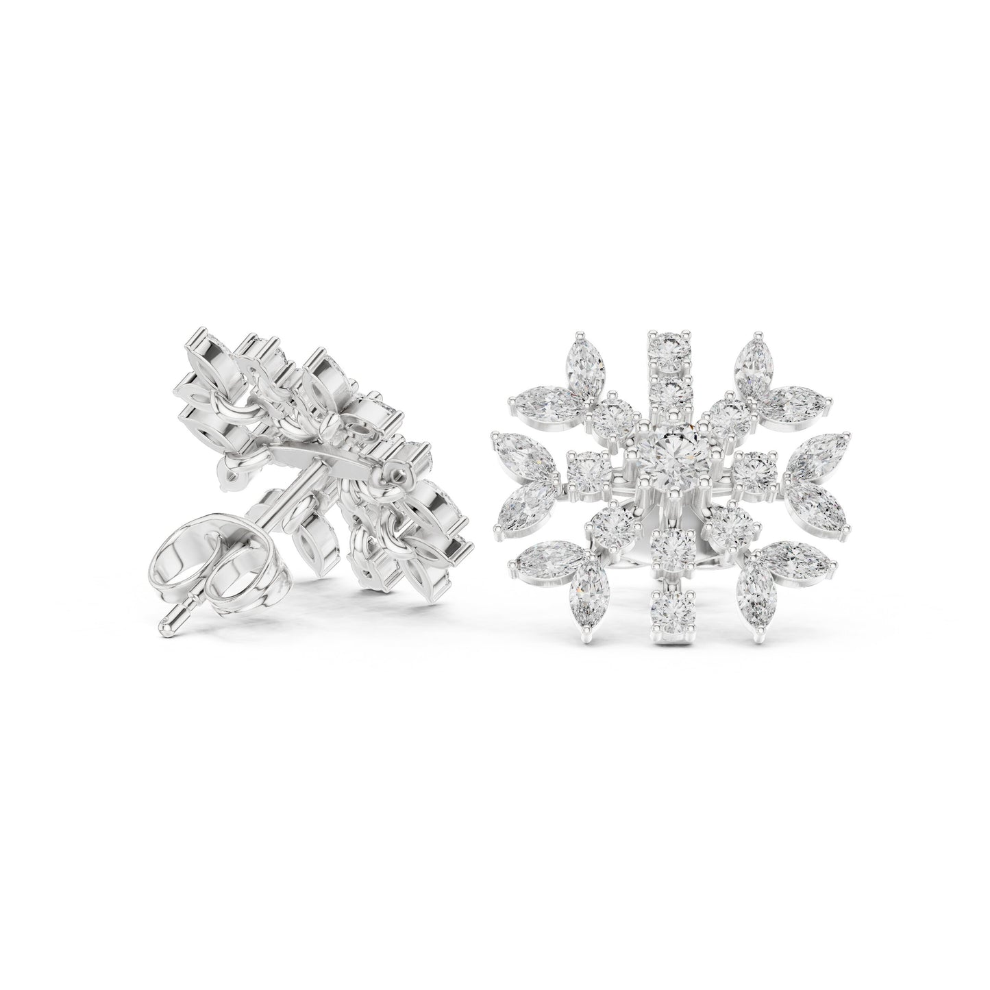 Mixed Shape Lab Grown Diamond Cluster Earrings