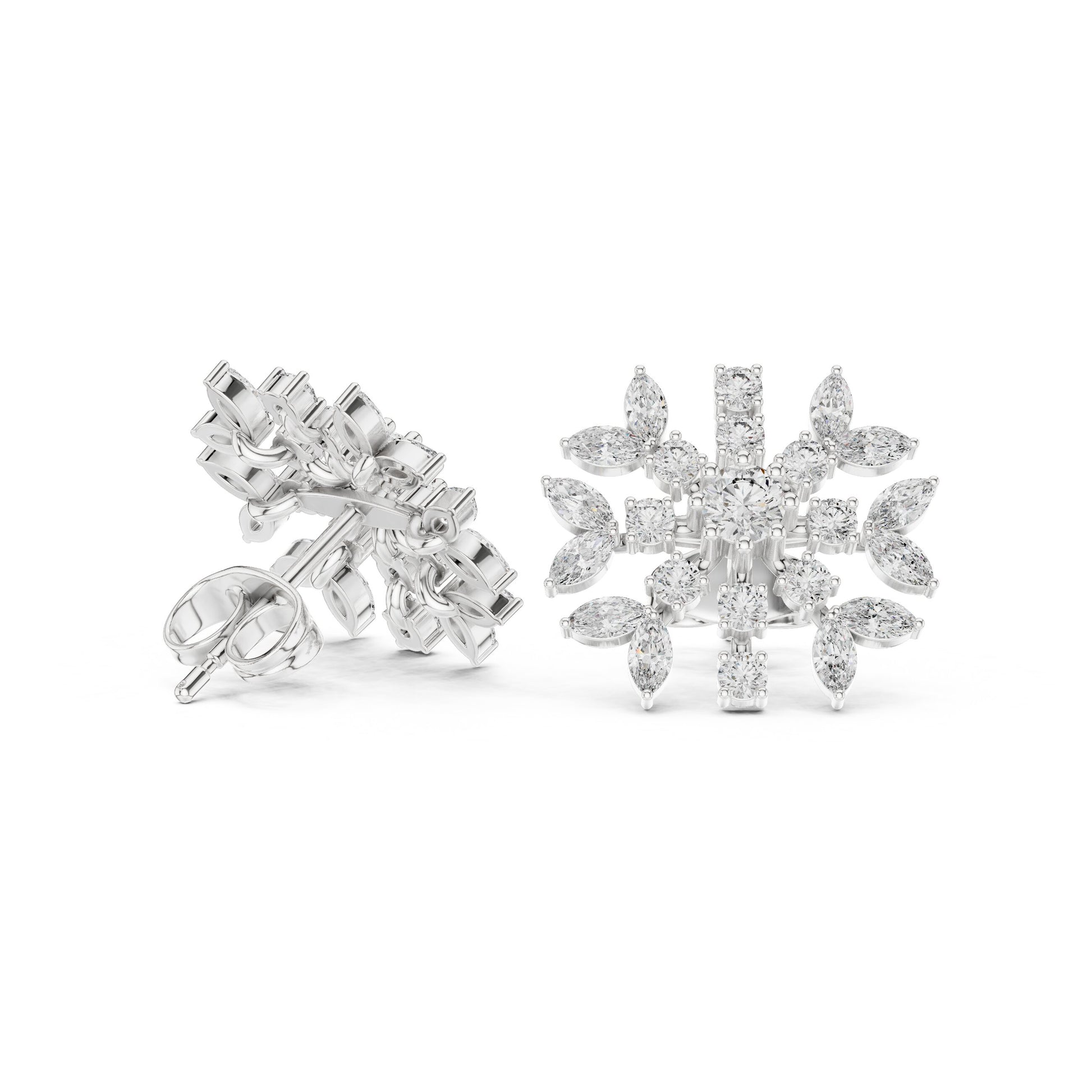 Mixed Shape Lab Grown Diamond Cluster Earrings