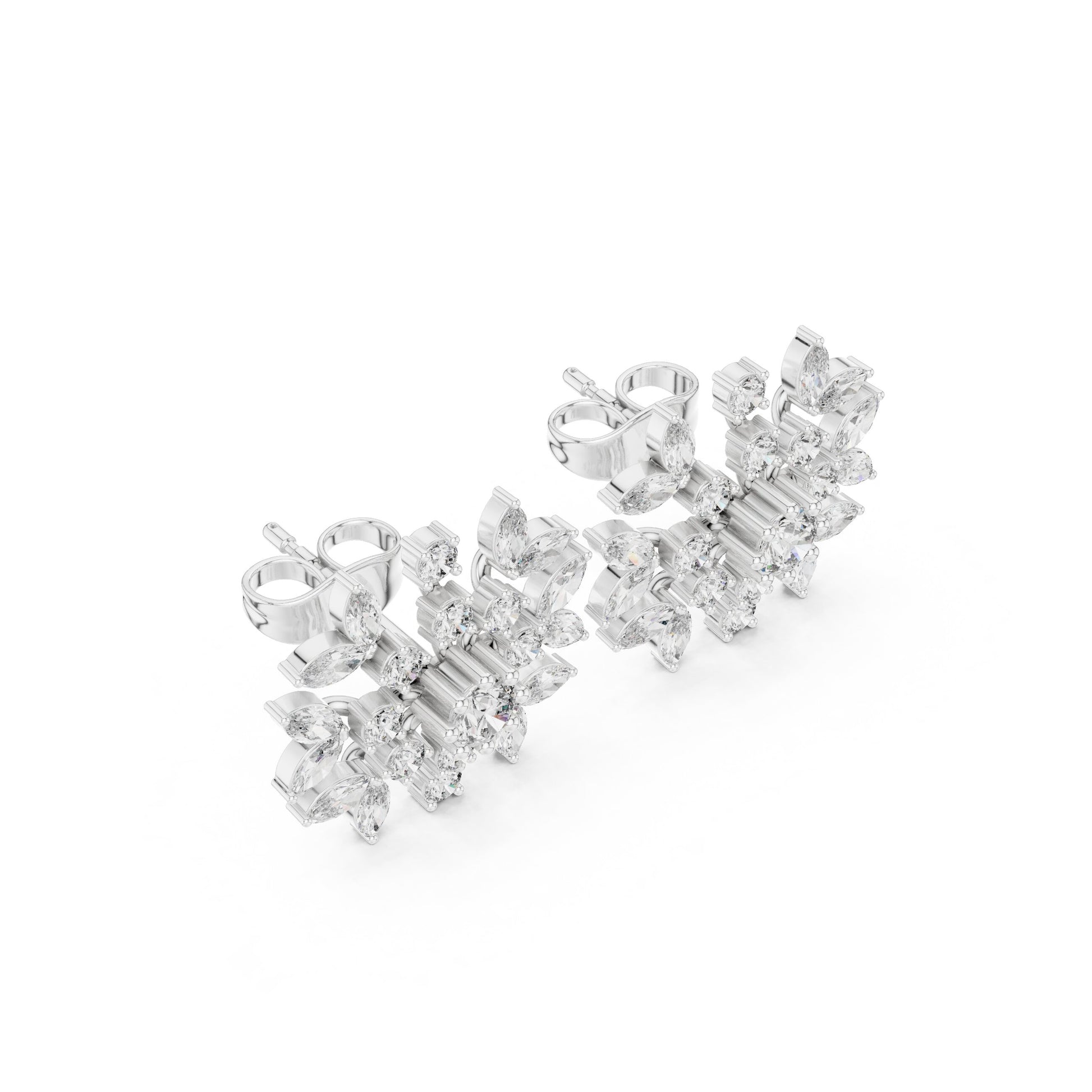 Mixed Shape Lab Grown Diamond Cluster Earrings