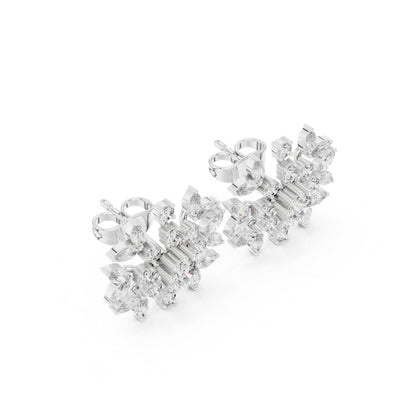 Mixed Shape Lab Grown Diamond Cluster Earrings