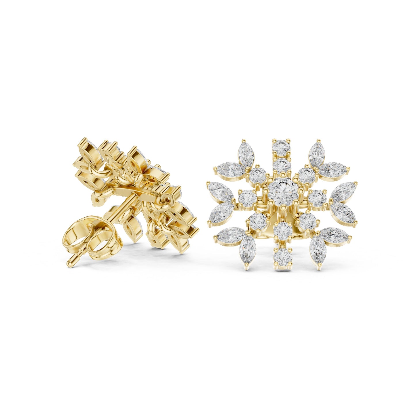 Mixed Shape Lab Grown Diamond Cluster Earrings