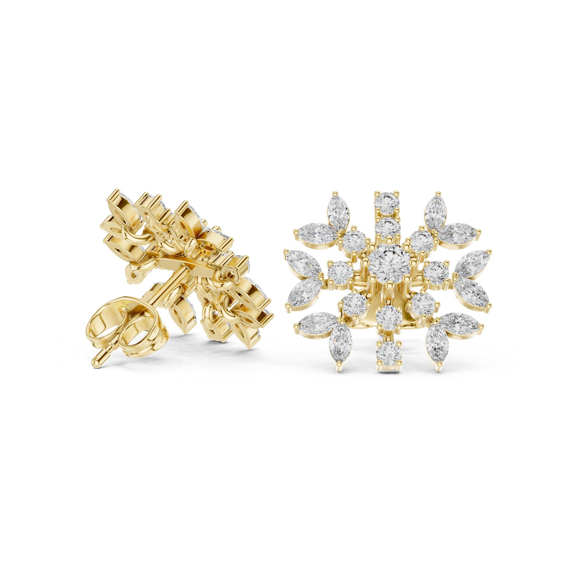 Mixed Shape Lab Grown Diamond Cluster Earrings