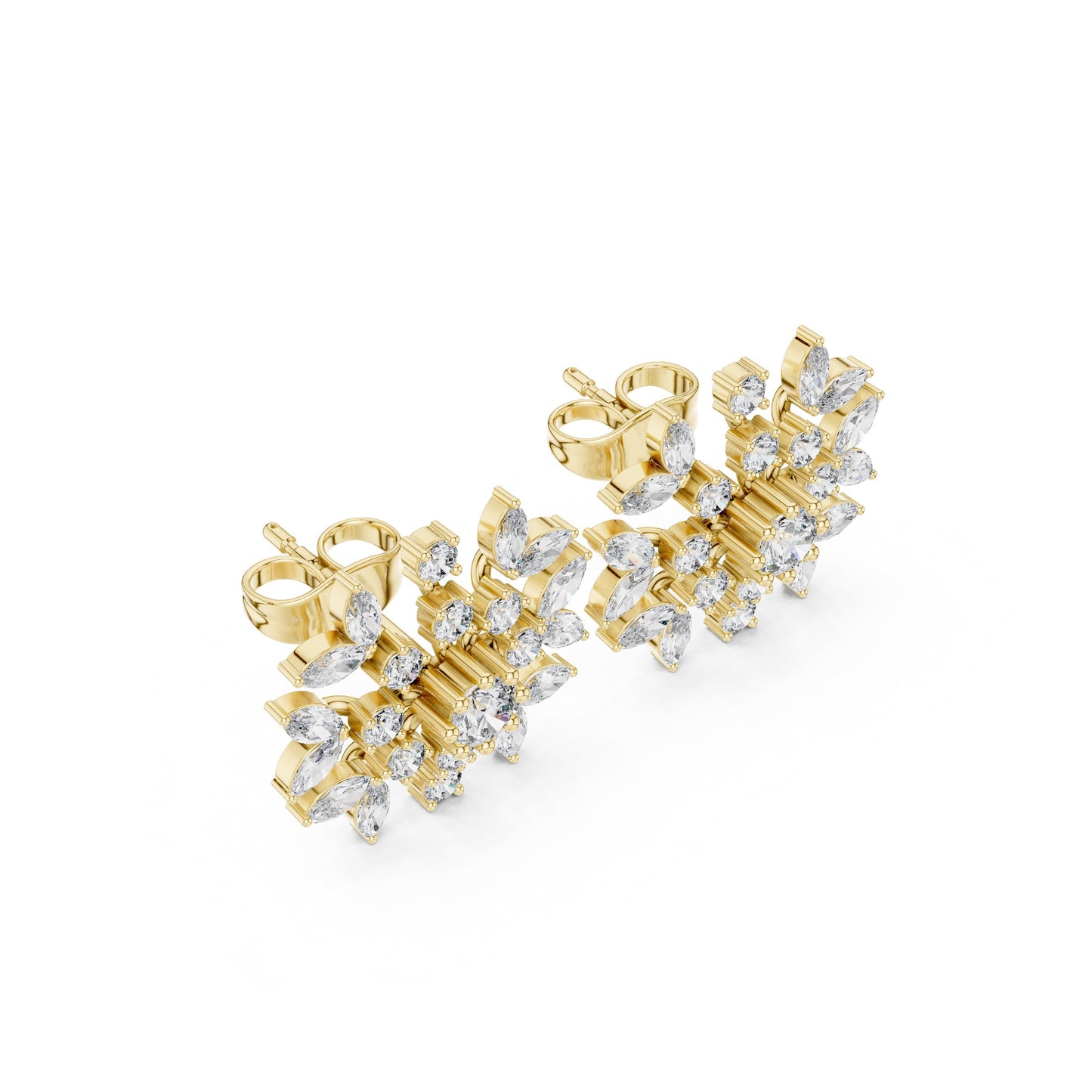 Mixed Shape Lab Grown Diamond Cluster Earrings