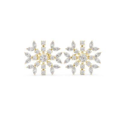 Mixed Shape Lab Grown Diamond Cluster Earrings