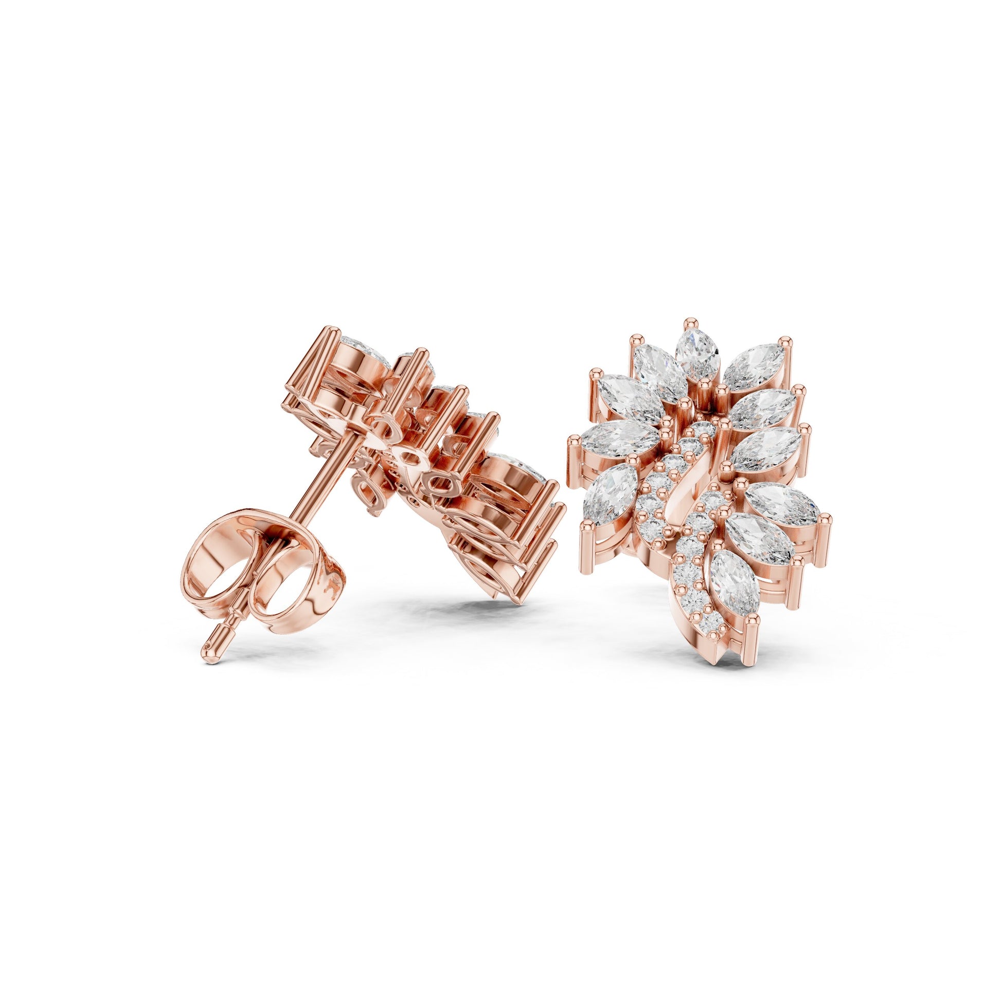 Mixed Shape Lab Grown Diamond Cluster Earrings