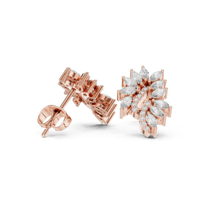 Mixed Shape Lab Grown Diamond Cluster Earrings