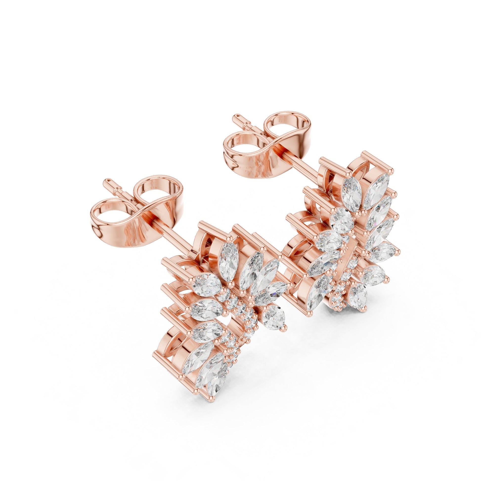 Mixed Shape Lab Grown Diamond Cluster Earrings