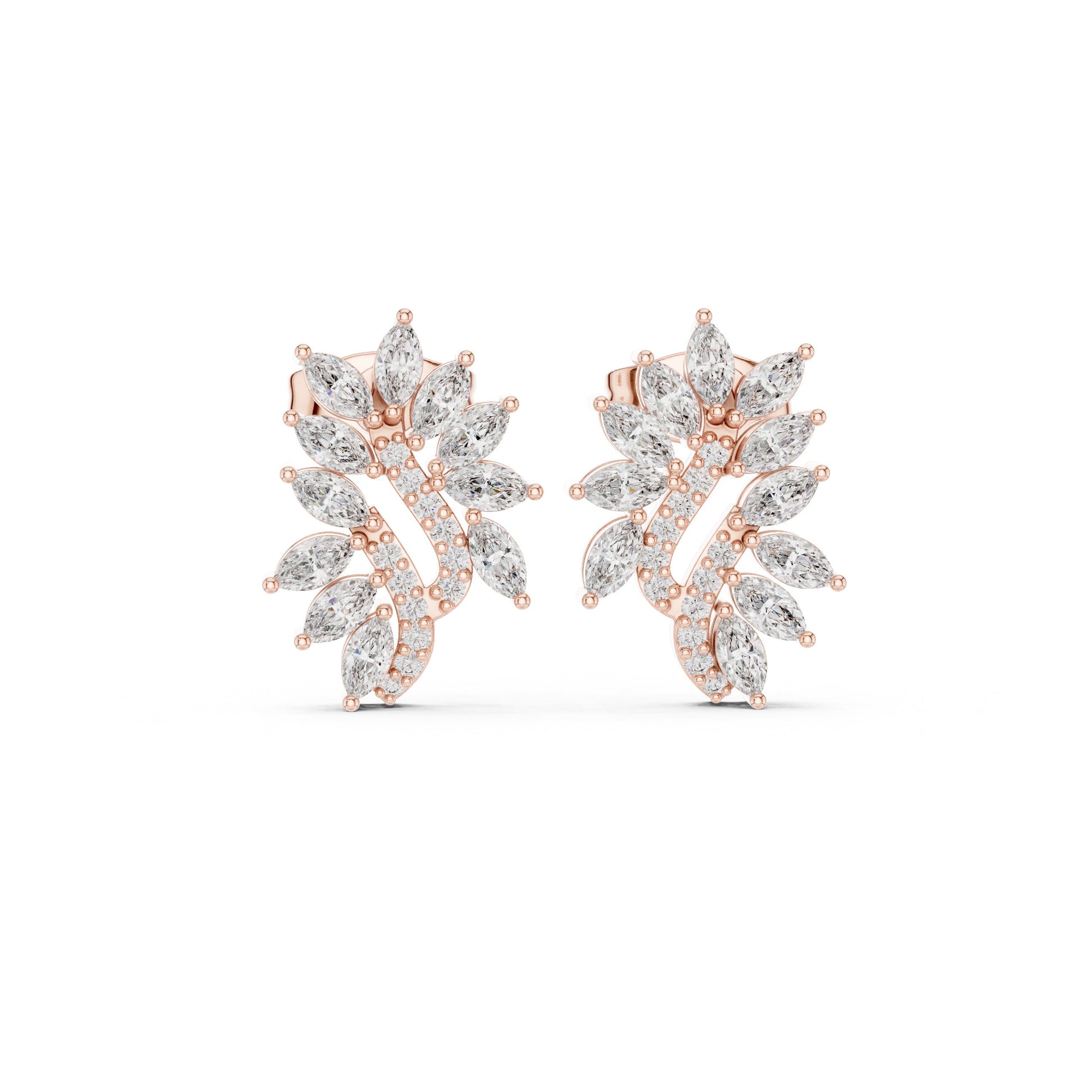 Mixed Shape Lab Grown Diamond Cluster Earrings