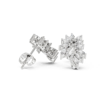 Mixed Shape Lab Grown Diamond Cluster Earrings